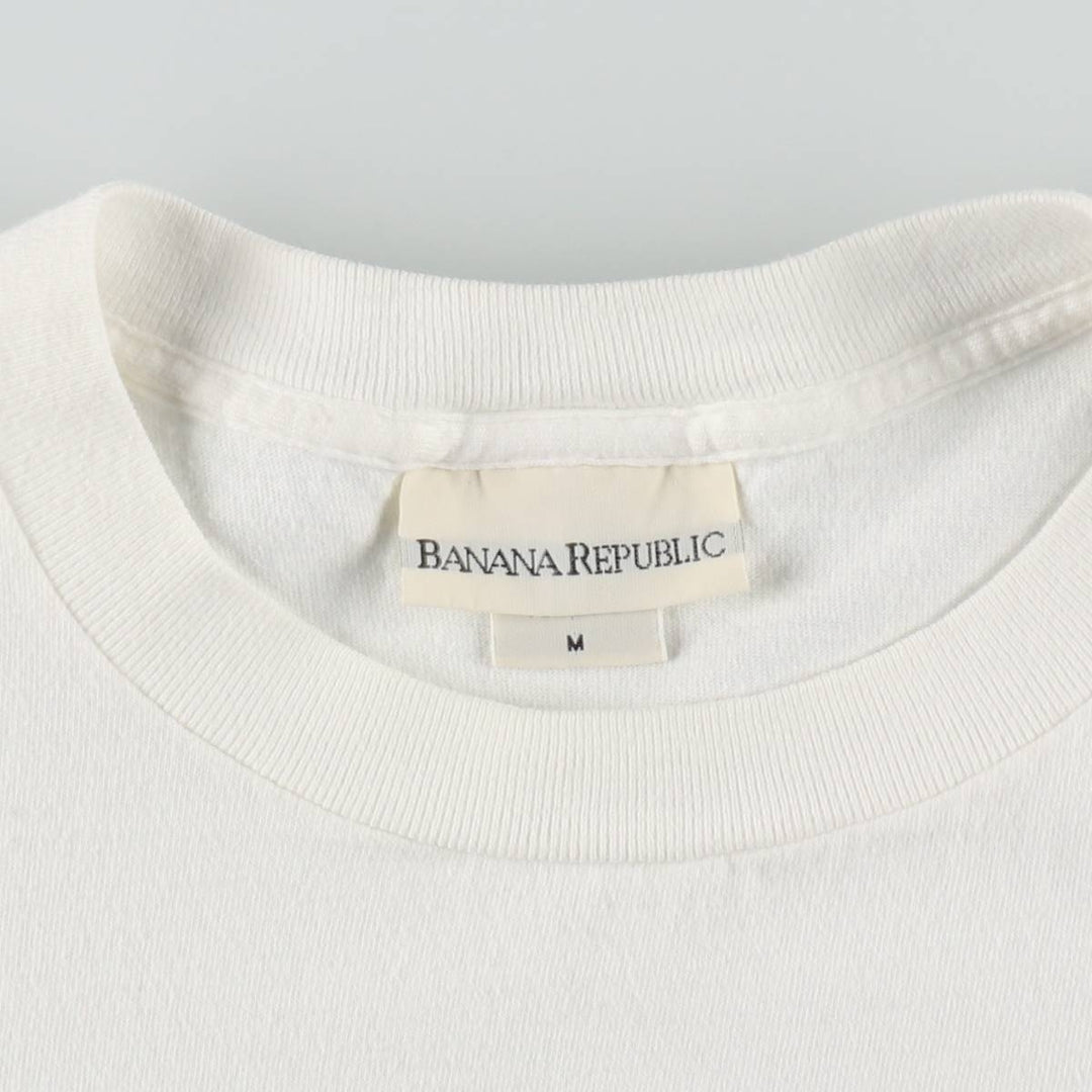 90'S Banana Republic parody short-sleeved logo t-shirt, made in USA, men's size M equivalent, vintage. cotton white type Vintage Second Hand