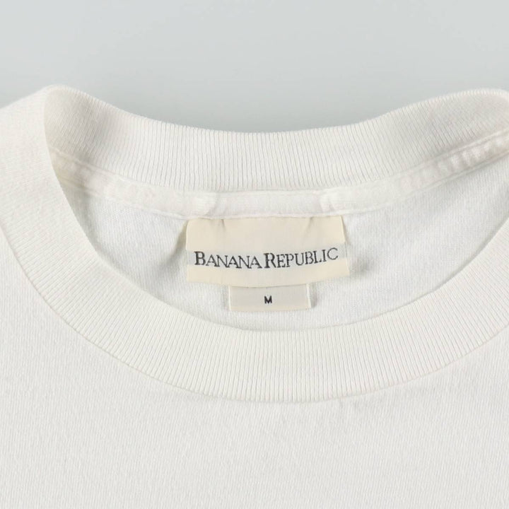 90'S Banana Republic parody short-sleeved logo t-shirt, made in USA, men's size M equivalent, vintage. cotton white type Vintage Second Hand
