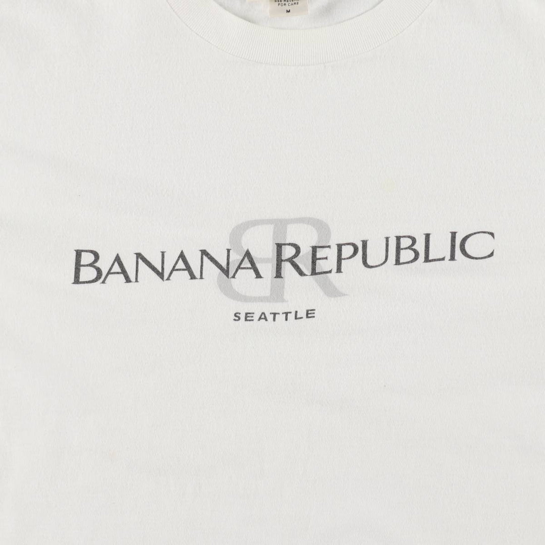 90'S Banana Republic parody short-sleeved logo t-shirt, made in USA, men's size M equivalent, vintage. cotton white type Vintage Second Hand