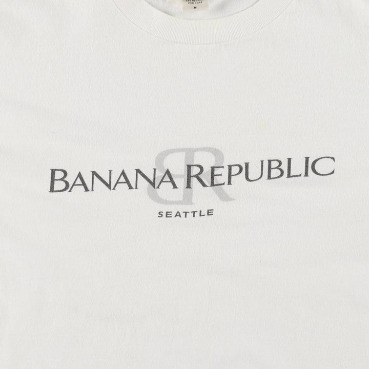 90'S Banana Republic parody short-sleeved logo t-shirt, made in USA, men's size M equivalent, vintage. cotton white type Vintage Second Hand