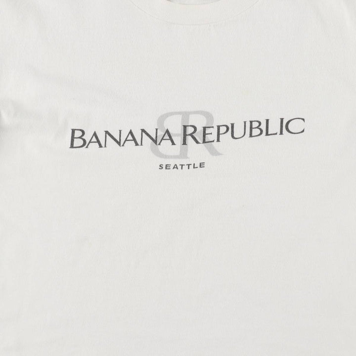 90'S Banana Republic parody short-sleeved logo t-shirt, made in USA, men's size M equivalent, vintage. cotton white type Vintage Second Hand