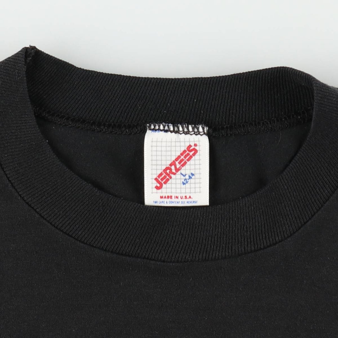80'S Jerzees Message Print T-Shirt, Made in USA, Men's Size L (approx.), Vintage cotton black type Vintage Second Hand