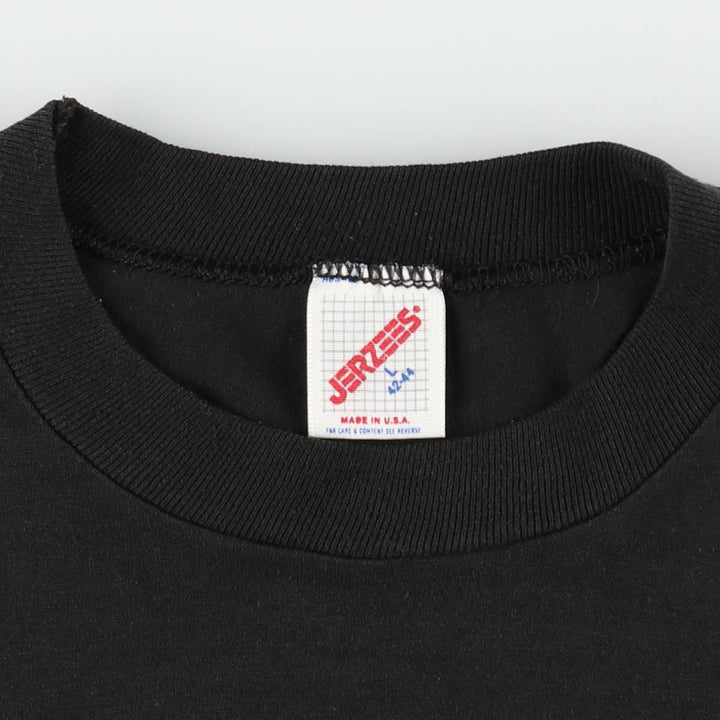80'S Jerzees Message Print T-Shirt, Made in USA, Men's Size L (approx.), Vintage cotton black type Vintage Second Hand