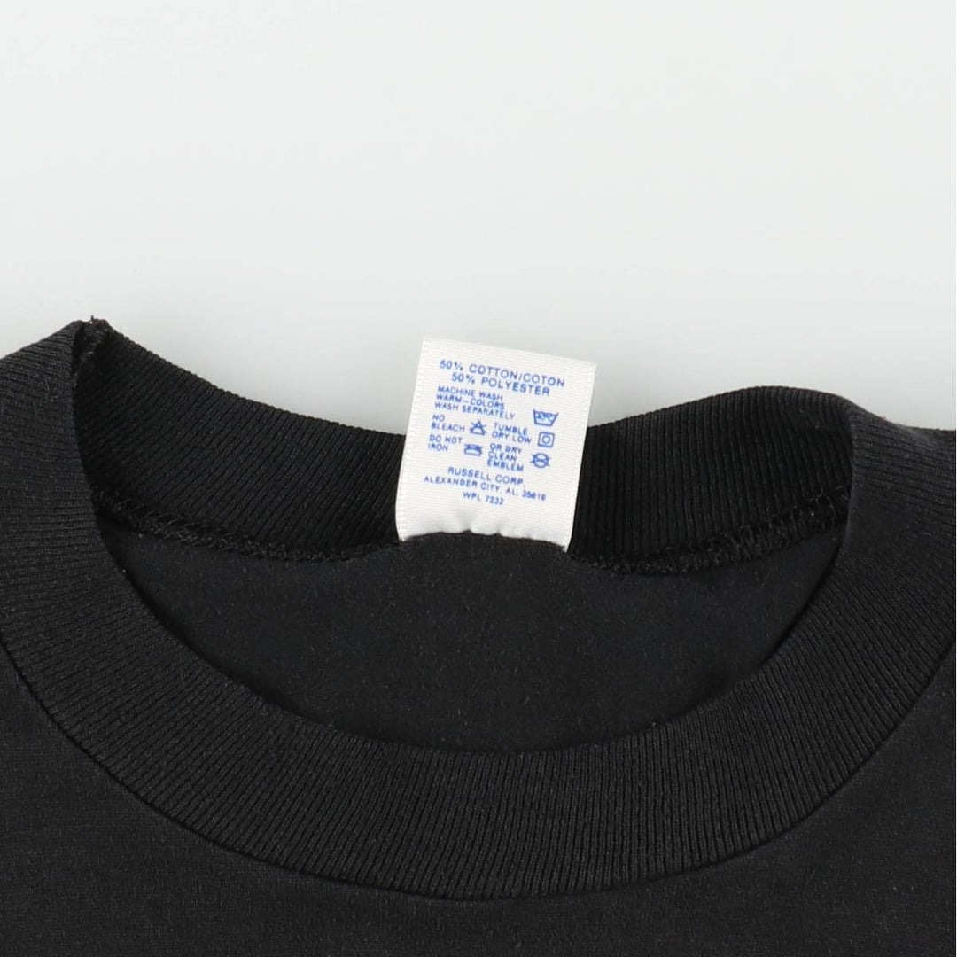 80'S Jerzees Message Print T-Shirt, Made in USA, Men's Size L (approx.), Vintage cotton black type Vintage Second Hand