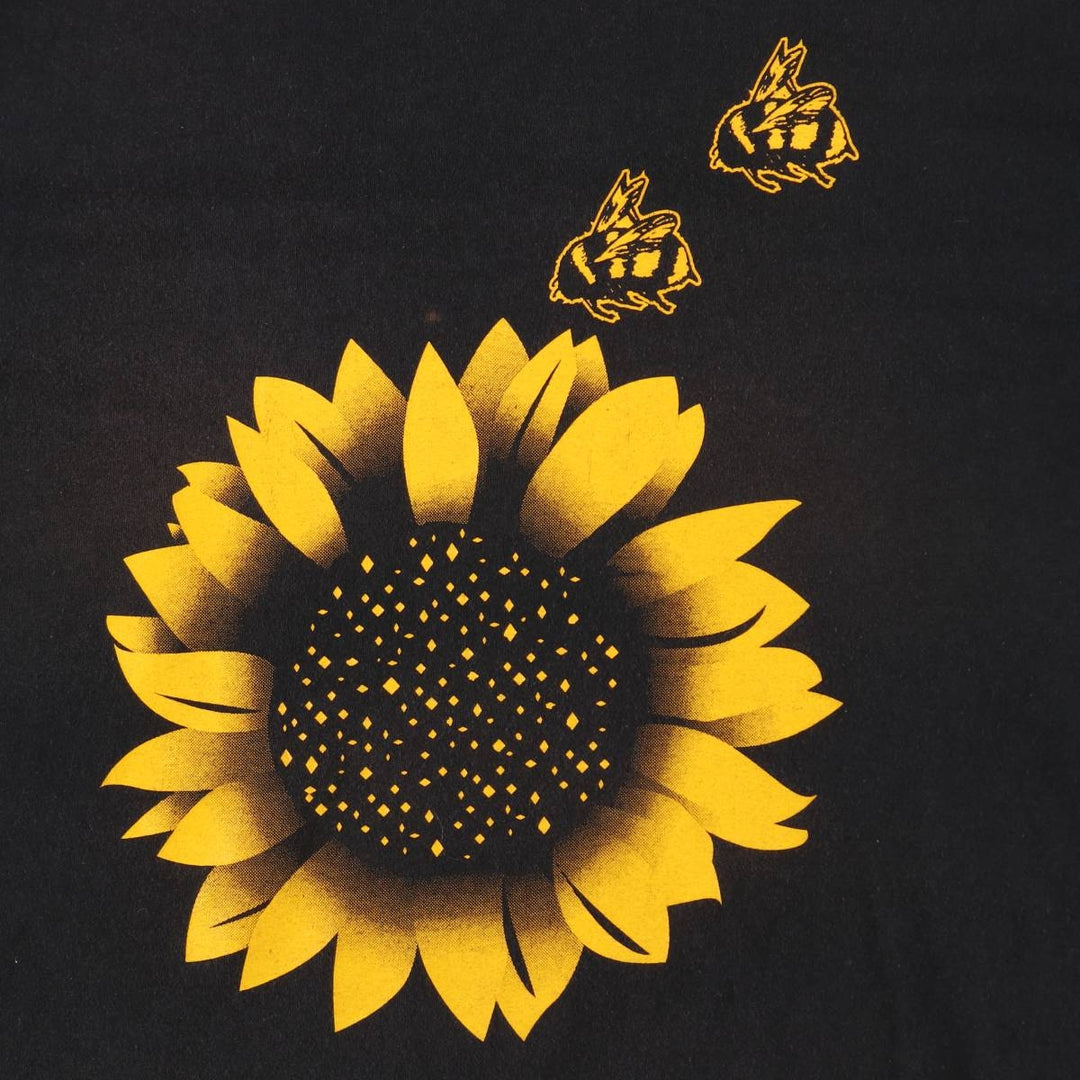 90'S Sunflower Pattern Art T-Shirt, Men's Size L (Equivalent), Vintage unclear black type Vintage Second Hand