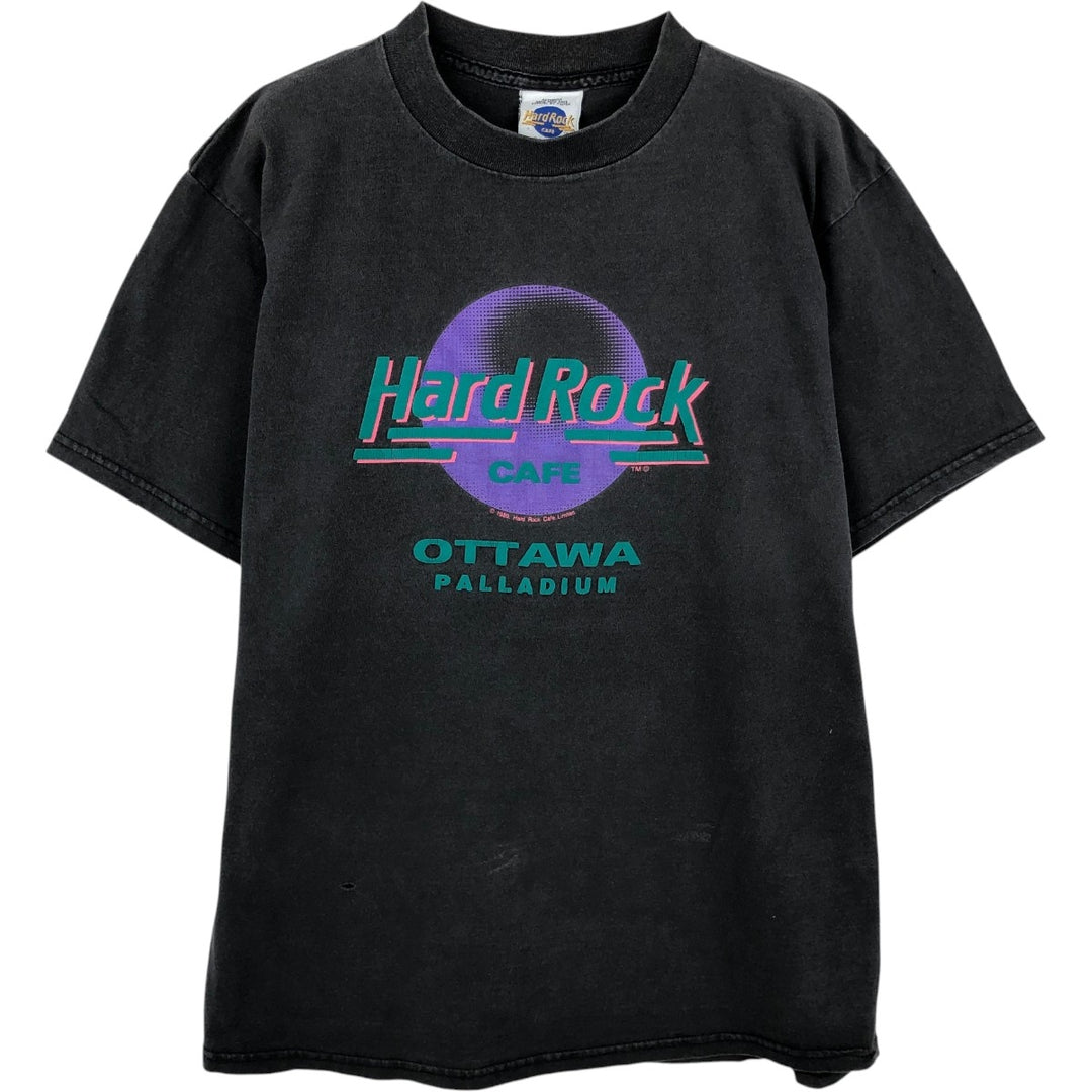 HARD ROCK CAFE advertising T-shirt, made in Canada, men's size L. cotton black type Vintage Second Hand
