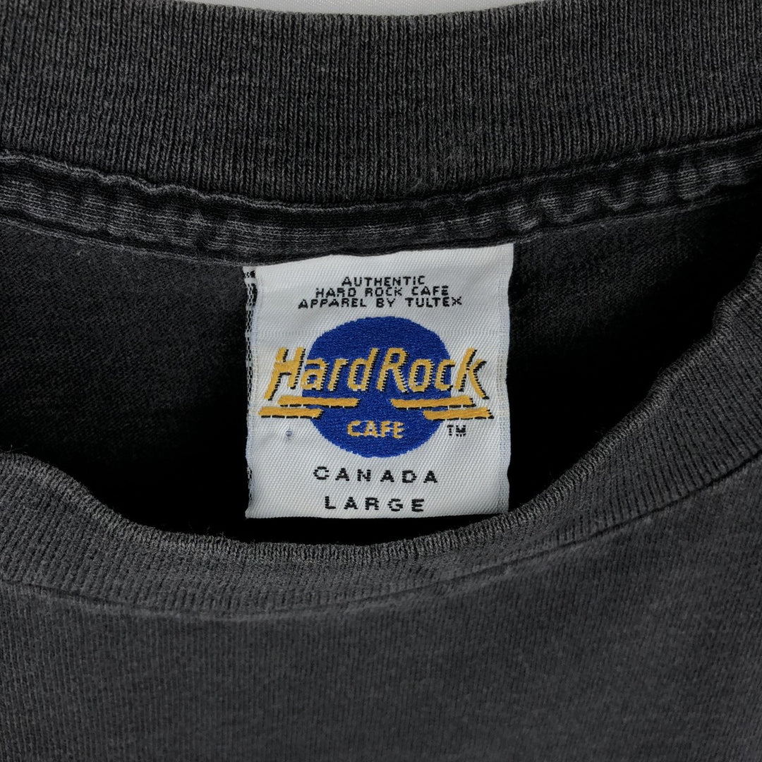 HARD ROCK CAFE advertising T-shirt, made in Canada, men's size L. cotton black type Vintage Second Hand