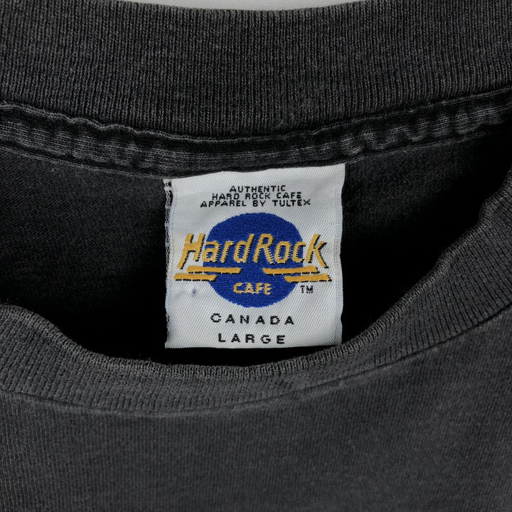 HARD ROCK CAFE advertising T-shirt, made in Canada, men's size L. cotton black type Vintage Second Hand