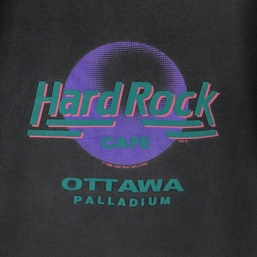 HARD ROCK CAFE advertising T-shirt, made in Canada, men's size L. cotton black type Vintage Second Hand