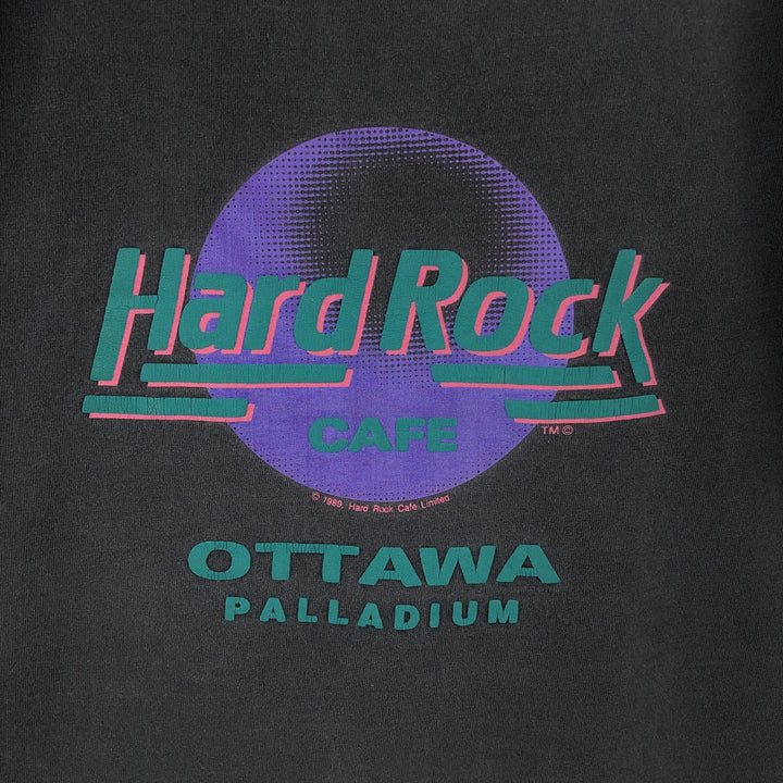 HARD ROCK CAFE advertising T-shirt, made in Canada, men's size L. cotton black type Vintage Second Hand