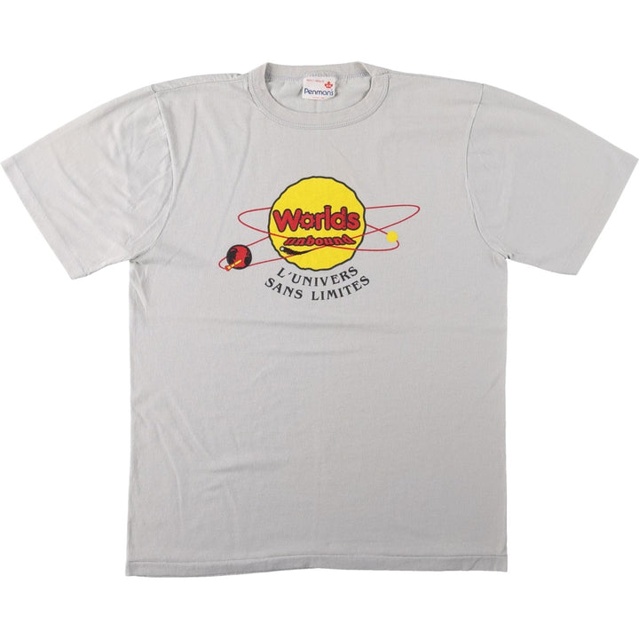 80'S Penmans Print T-Shirt, Made in Canada, Men's Size M (approx.), Vintage polyester gray type Vintage Second Hand