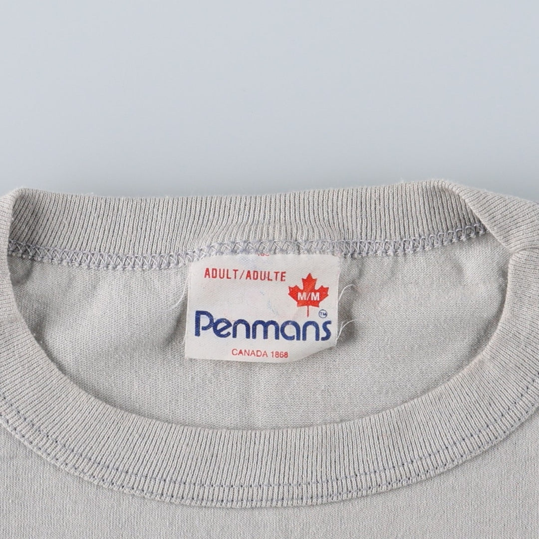 80'S Penmans Print T-Shirt, Made in Canada, Men's Size M (approx.), Vintage polyester gray type Vintage Second Hand
