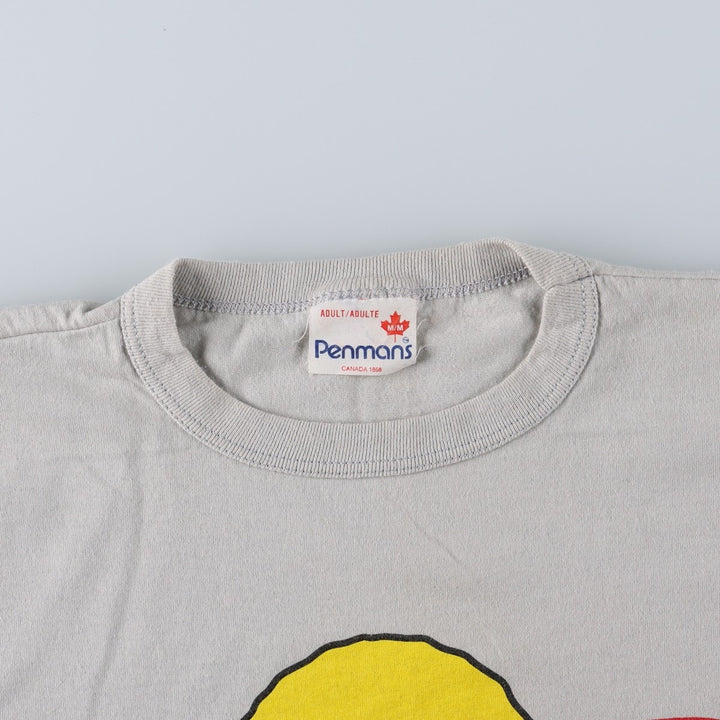 80'S Penmans Print T-Shirt, Made in Canada, Men's Size M (approx.), Vintage polyester gray type Vintage Second Hand