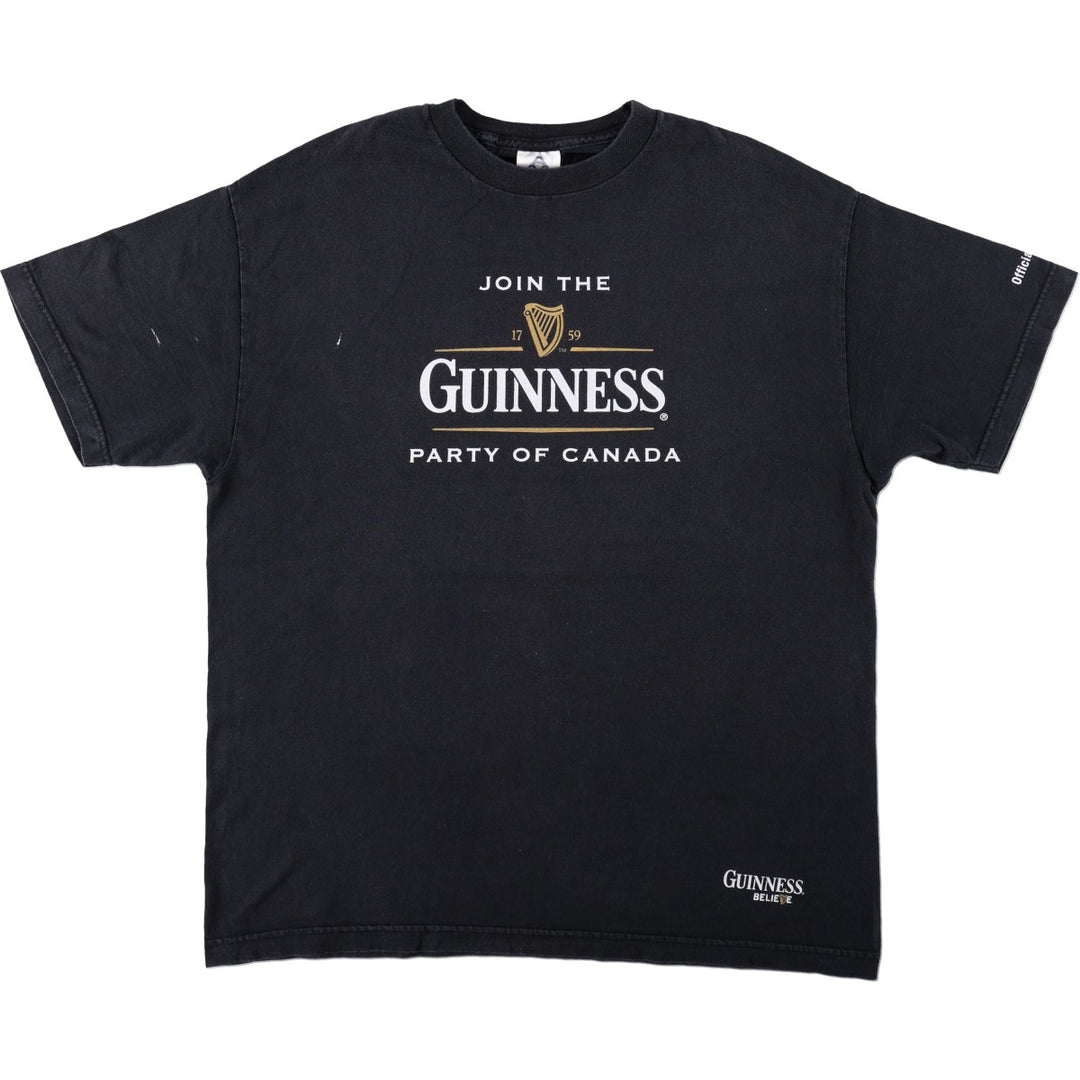 2000'S ALSTYLE GUINNESS advertising T-shirt, men's size XL (approx.) cotton black type Vintage Second Hand