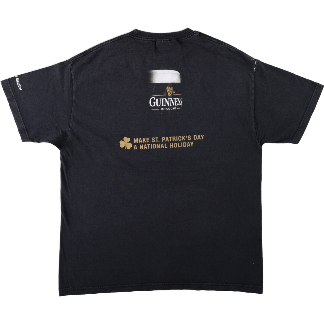 2000'S ALSTYLE GUINNESS advertising T-shirt, men's size XL (approx.) cotton black type Vintage Second Hand