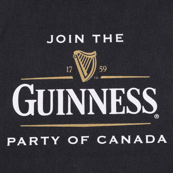 2000'S ALSTYLE GUINNESS advertising T-shirt, men's size XL (approx.) cotton black type Vintage Second Hand