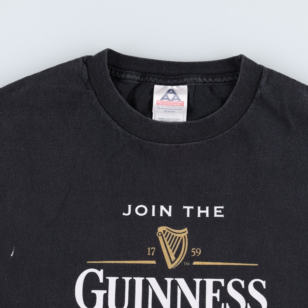 2000'S ALSTYLE GUINNESS advertising T-shirt, men's size XL (approx.) cotton black type Vintage Second Hand