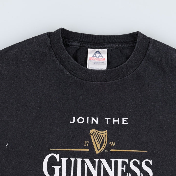 2000'S ALSTYLE GUINNESS advertising T-shirt, men's size XL (approx.) cotton black type Vintage Second Hand