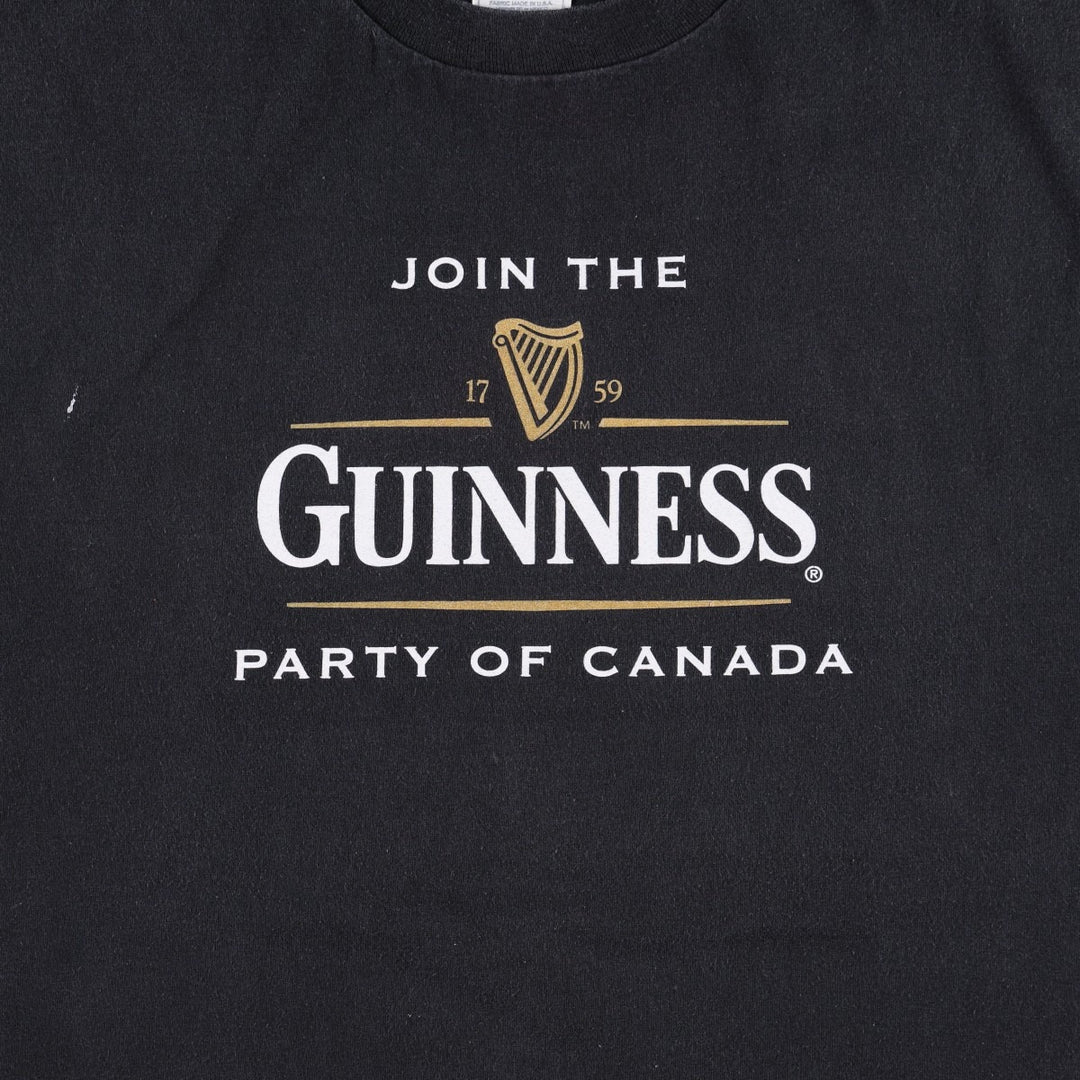 2000'S ALSTYLE GUINNESS advertising T-shirt, men's size XL (approx.) cotton black type Vintage Second Hand