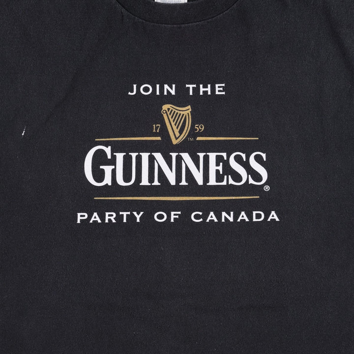 2000'S ALSTYLE GUINNESS advertising T-shirt, men's size XL (approx.) cotton black type Vintage Second Hand