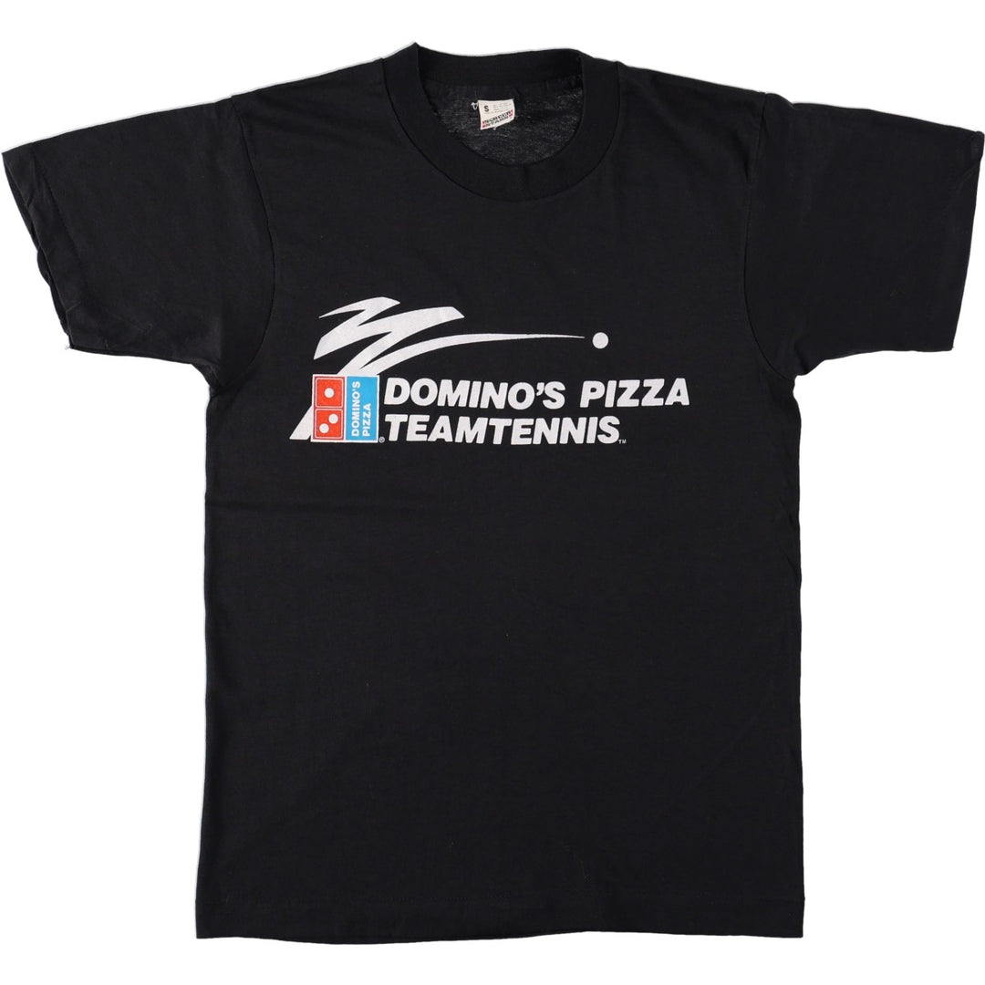 80'S Screen Stars DOMINO'S PIZZA Advertising T-Shirt, Made in USA, Men's Size S (Equivalent), Vintage cotton black type Vintage Second Hand
