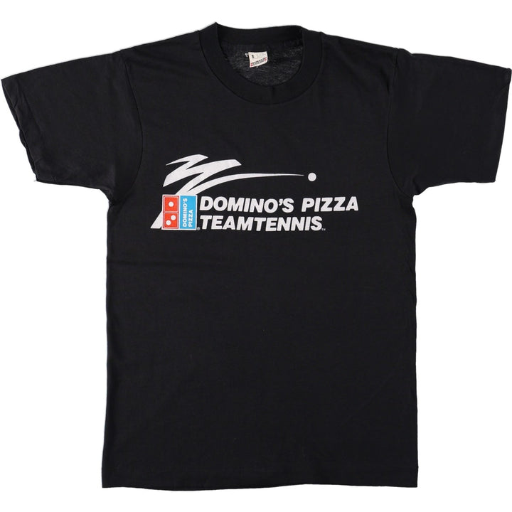 80'S Screen Stars DOMINO'S PIZZA Advertising T-Shirt, Made in USA, Men's Size S (Equivalent), Vintage cotton black type Vintage Second Hand