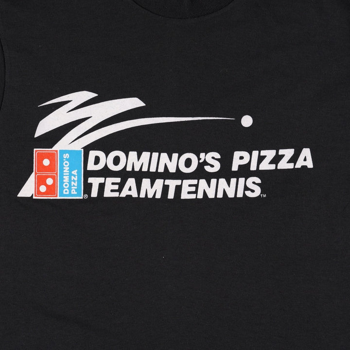 80'S Screen Stars DOMINO'S PIZZA Advertising T-Shirt, Made in USA, Men's Size S (Equivalent), Vintage cotton black type Vintage Second Hand