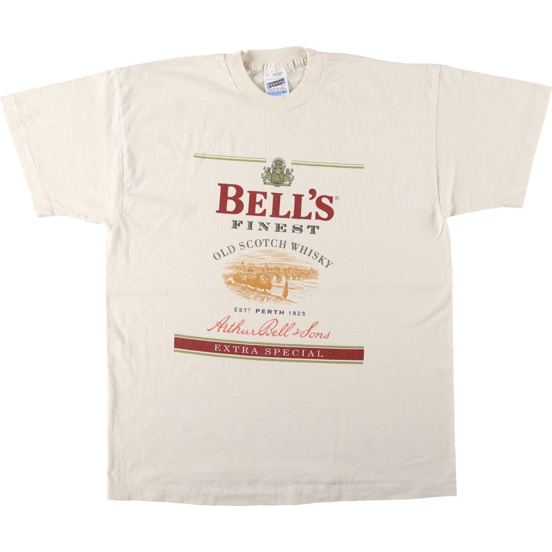 90'S Screen Stars Bell's Advertising T-Shirt, Men's XL equivalent, Vintage cotton ivory Vintage Second Hand