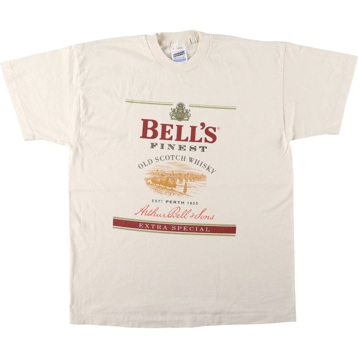 90'S Screen Stars Bell's Advertising T-Shirt, Men's XL equivalent, Vintage cotton ivory Vintage Second Hand