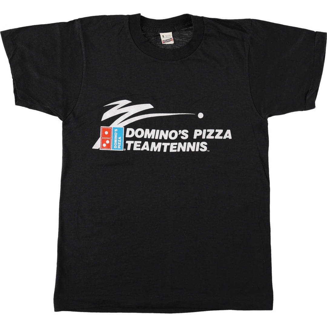 80'S Screen Stars DOMINO'S PIZZA Advertising T-Shirt, Made in USA, Men's Size S (Equivalent), Vintage cotton black type Vintage Second Hand