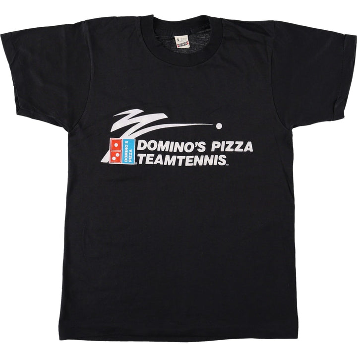 80'S Screen Stars DOMINO'S PIZZA Advertising T-Shirt, Made in USA, Men's Size S (Equivalent), Vintage cotton black type Vintage Second Hand