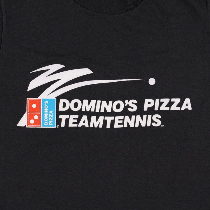 80'S Screen Stars DOMINO'S PIZZA Advertising T-Shirt, Made in USA, Men's Size S (Equivalent), Vintage cotton black type Vintage Second Hand