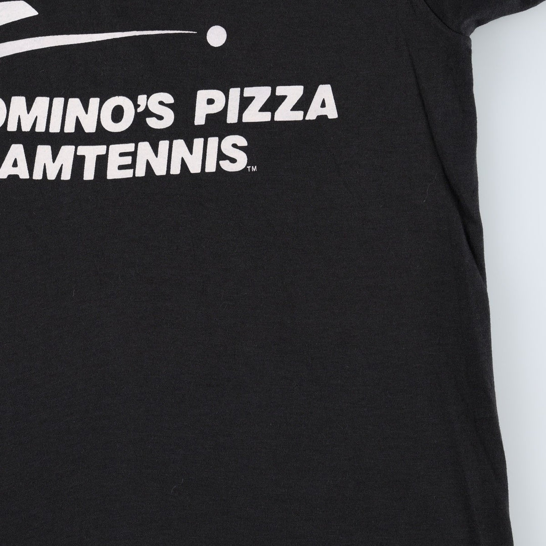 80'S Screen Stars DOMINO'S PIZZA Advertising T-Shirt, Made in USA, Men's Size S (Equivalent), Vintage cotton black type Vintage Second Hand