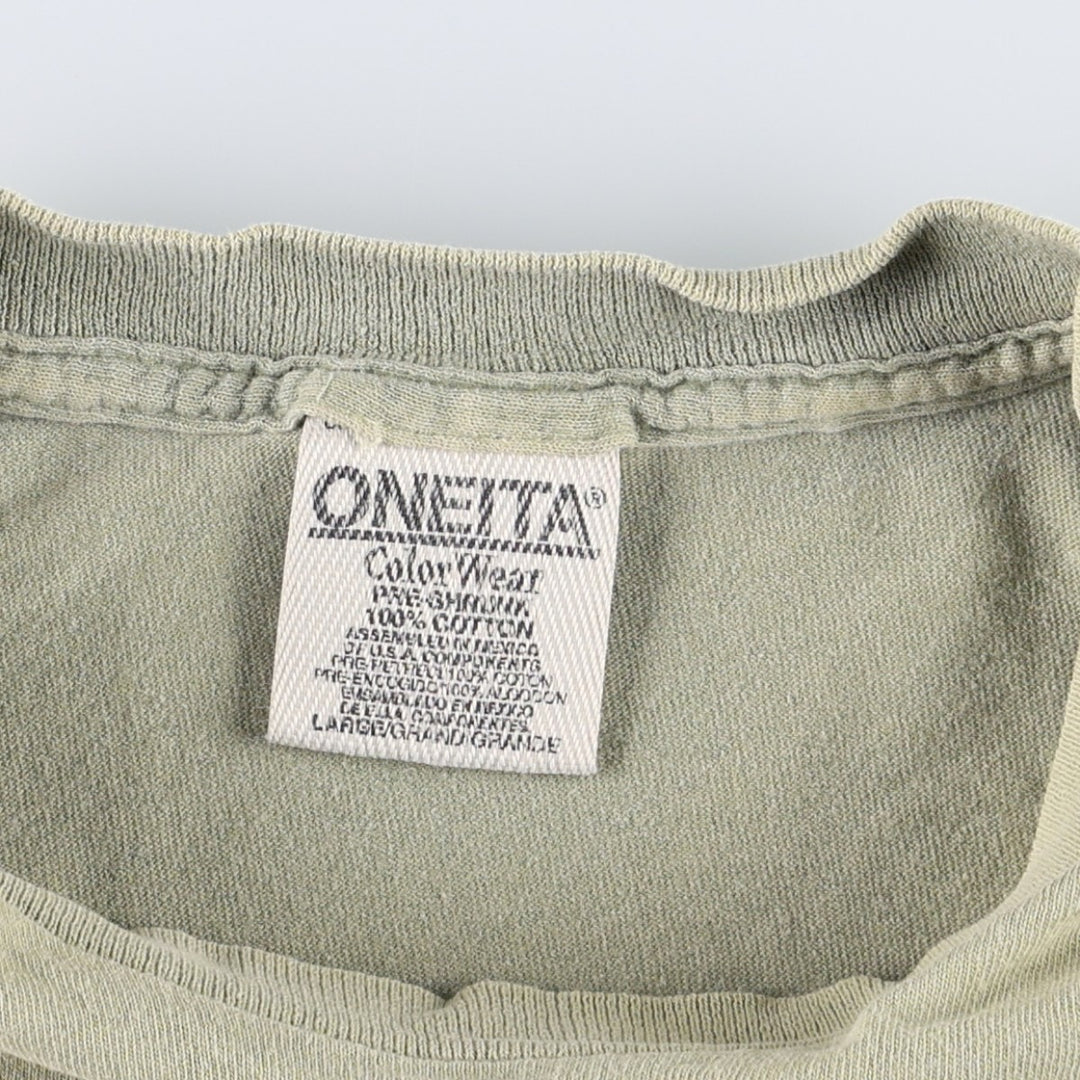 90'S ONEITA John Harvard's Brew House Advertising T-Shirt, Men's Size L (Equivalent), Vintage cotton Khaki type Vintage Second Hand