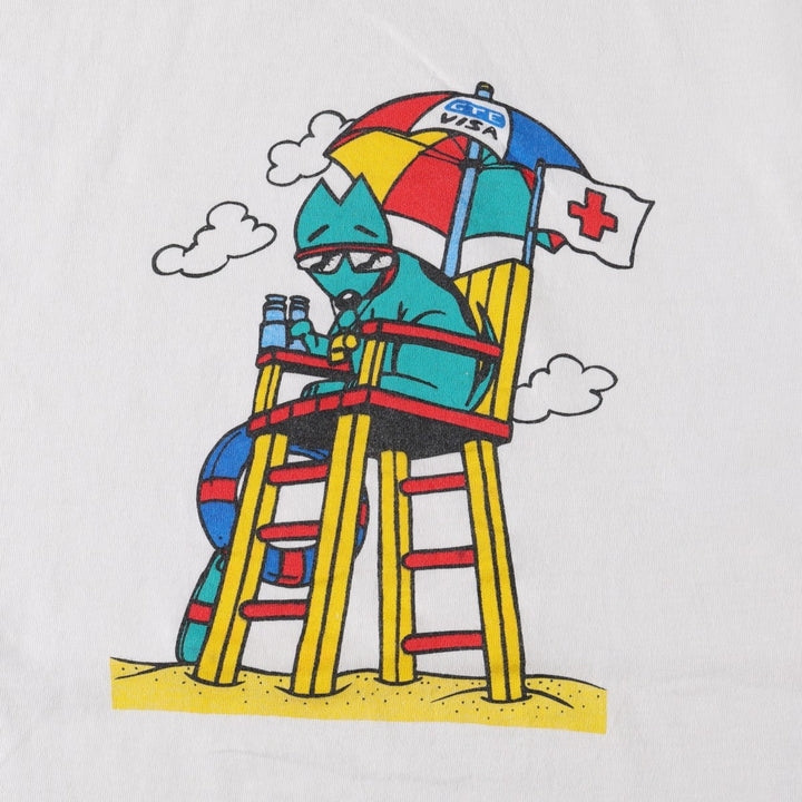 90'S AmeriTees GTE VISA Advertising T-Shirt, Made in USA, Men's XL equivalent, Vintage cotton white type Vintage Second Hand