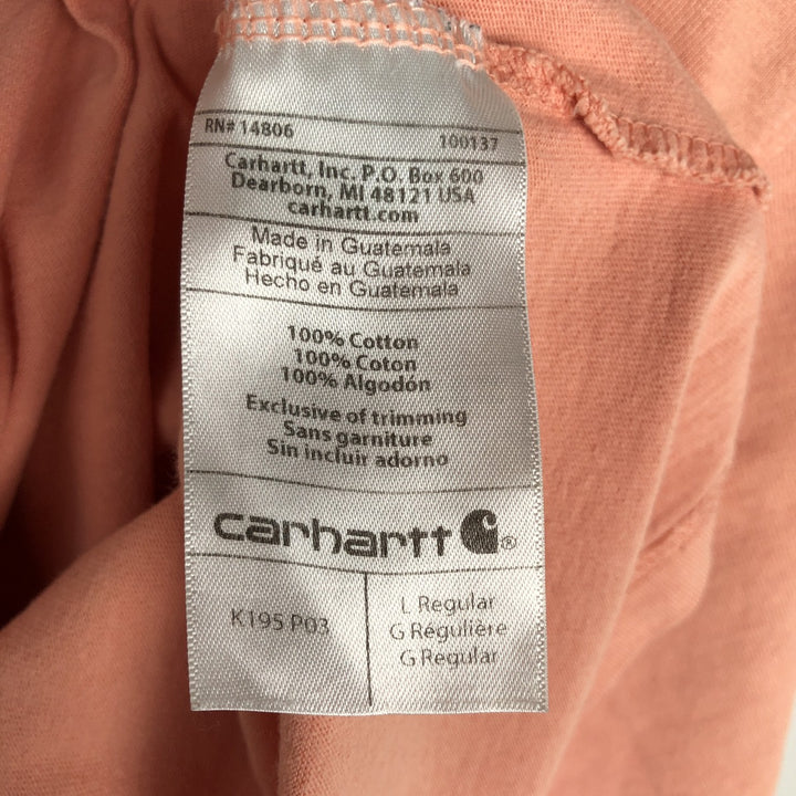 Carhartt ORIGINAL FIT short sleeve logo T-shirt, men's size L cotton pink type Vintage Second Hand