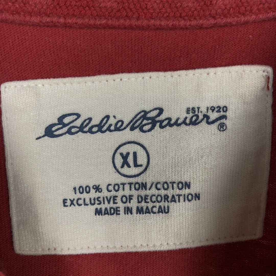Eddie Bauer Henley neck short-sleeved T-shirt, men's size XL. cotton red type Vintage Second Hand