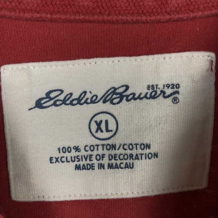 Eddie Bauer Henley neck short-sleeved T-shirt, men's size XL. cotton red type Vintage Second Hand