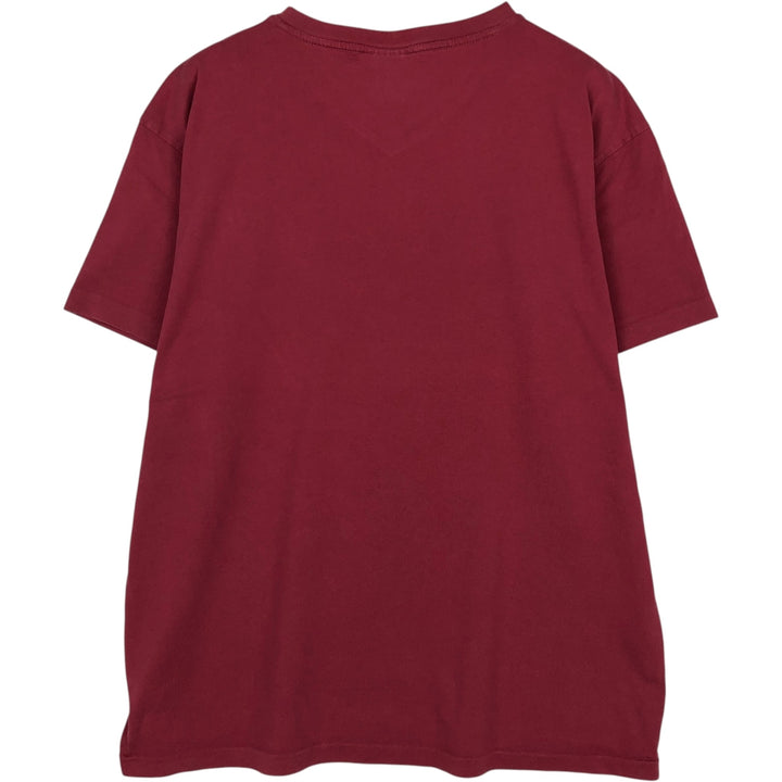 Ralph Lauren POLO by Ralph Lauren V-neck short-sleeved T-shirt with a single logo, men's size M (approx.) cotton Red type red-purple Vintage Second Hand