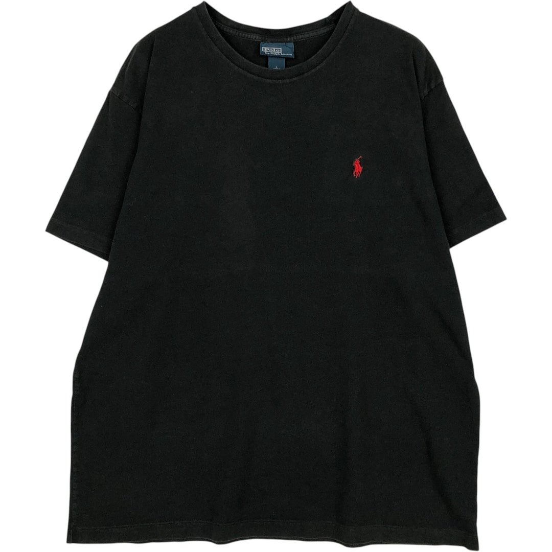 Ralph Lauren POLO by Ralph Lauren short sleeve one point logo T-shirt men's L size cotton black type Vintage Second Hand