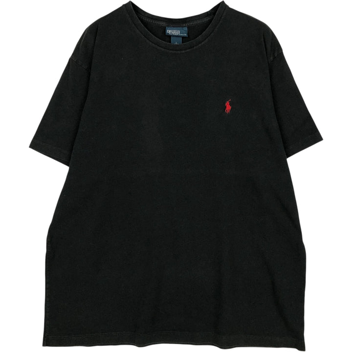 Ralph Lauren POLO by Ralph Lauren short sleeve one point logo T-shirt men's L size cotton black type Vintage Second Hand