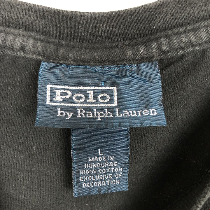 Ralph Lauren POLO by Ralph Lauren short sleeve one point logo T-shirt men's L size cotton black type Vintage Second Hand