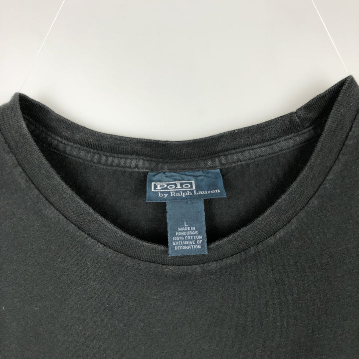 Ralph Lauren POLO by Ralph Lauren short sleeve one point logo T-shirt men's L size cotton black type Vintage Second Hand