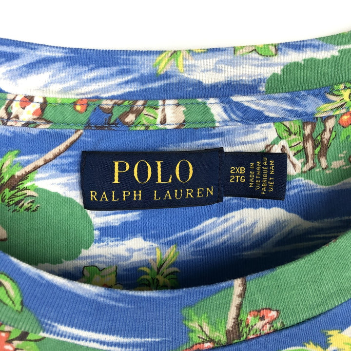 Ralph Lauren POLO RALPH LAUREN all-over print short-sleeved pocket t-shirt, men's size XXL equivalent. cotton blue type Vintage Second Hand