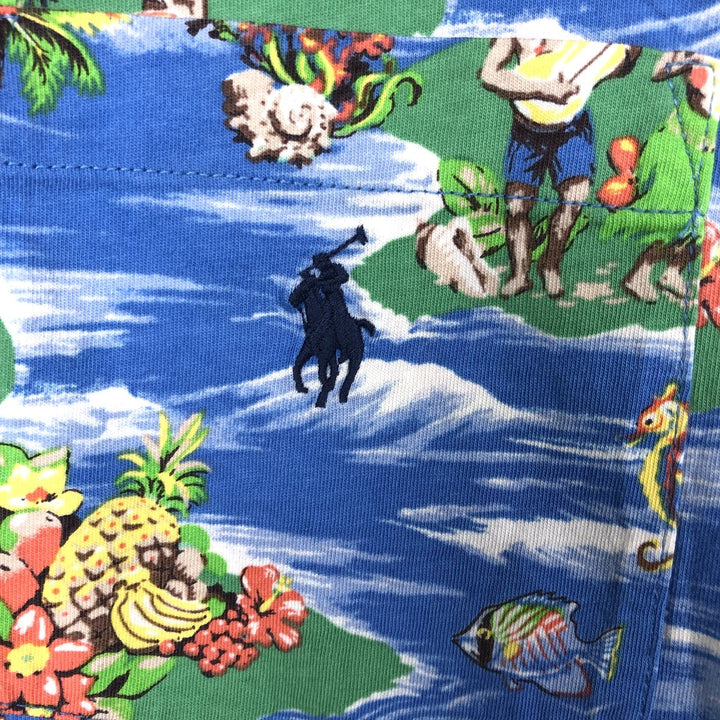Ralph Lauren POLO RALPH LAUREN all-over print short-sleeved pocket t-shirt, men's size XXL equivalent. cotton blue type Vintage Second Hand