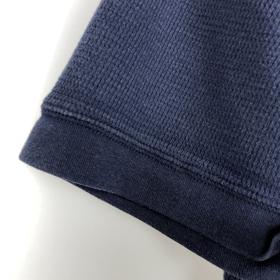 Ralph Lauren POLO RALPH LAUREN Henley Neck Thermal Short-Sleeve T-Shirt with One-Point Logo, Men's Size M (approx.) cotton navy blue type Vintage Second Hand
