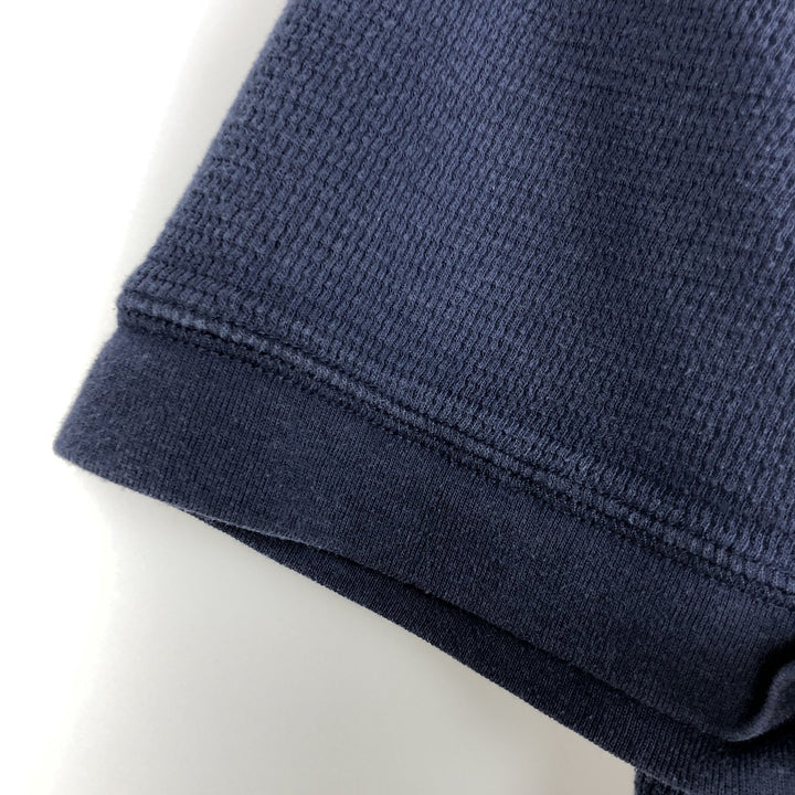 Ralph Lauren POLO RALPH LAUREN Henley Neck Thermal Short-Sleeve T-Shirt with One-Point Logo, Men's Size M (approx.) cotton navy blue type Vintage Second Hand
