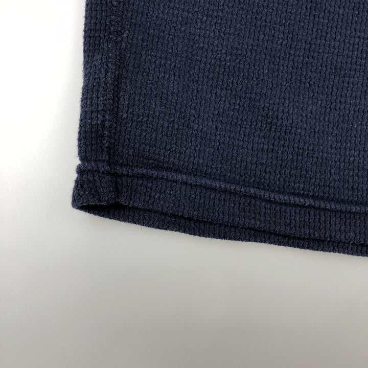 Ralph Lauren POLO RALPH LAUREN Henley Neck Thermal Short-Sleeve T-Shirt with One-Point Logo, Men's Size M (approx.) cotton navy blue type Vintage Second Hand