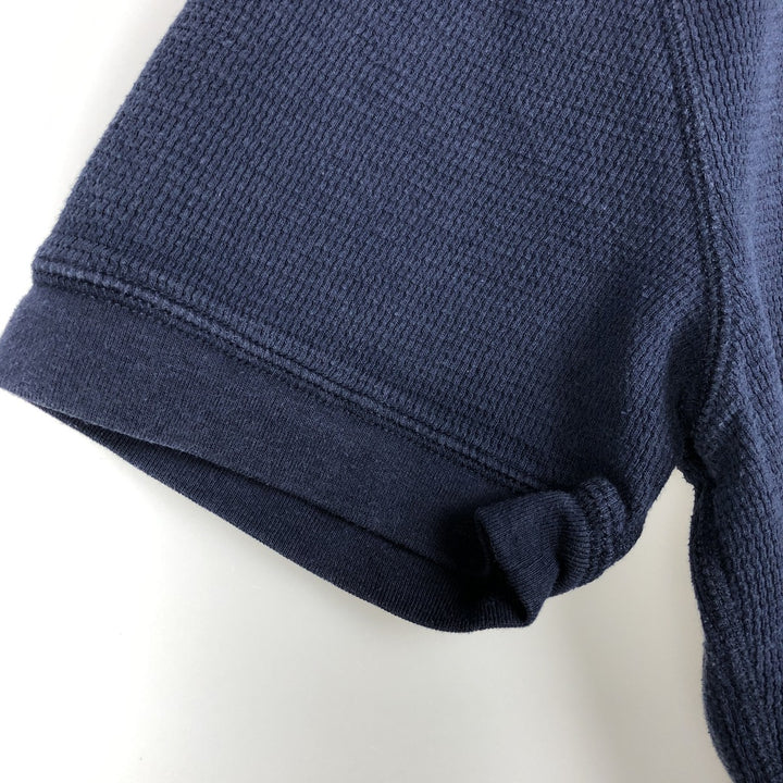 Ralph Lauren POLO RALPH LAUREN Henley Neck Thermal Short-Sleeve T-Shirt with One-Point Logo, Men's Size M (approx.) cotton navy blue type Vintage Second Hand