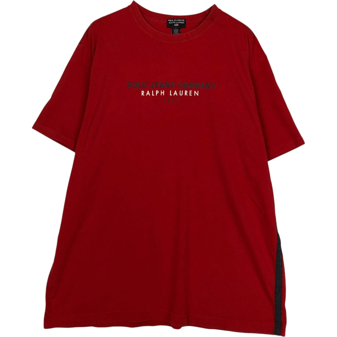 00'S Ralph Lauren POLO JEANS COMPANY short sleeve logo T-shirt men's size L cotton red type Vintage Second Hand